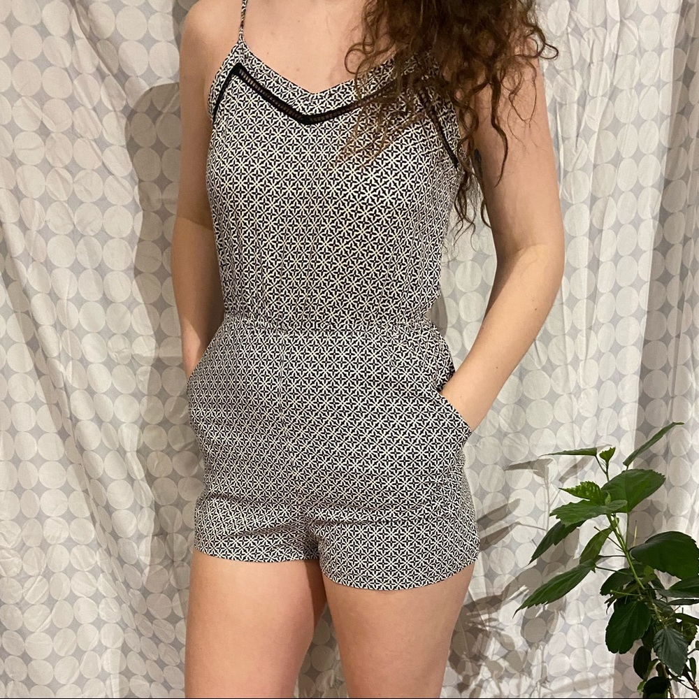 Black and White Print Summer Romper
